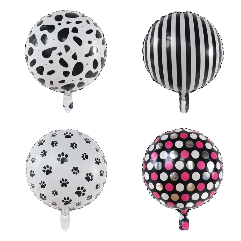 

10pcs 18inch Pets Dog Paw Cow Foil Balloons Black Animal Theme Birthday Party Decor Kids Classic Globos Helium Inflatable Balls