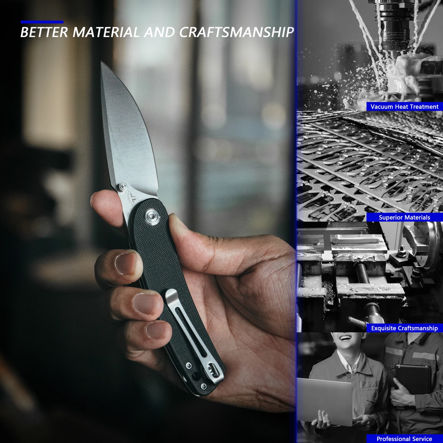 Складной нож Kubey Impulse KU344 Ручка G10 с зажимом для глубокой переноски тактической