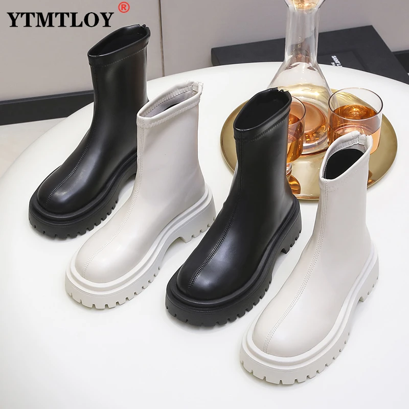 

Ботинки женские до середины икры, высокий каблук, круглый носок, роскошная дизайнерская обувь