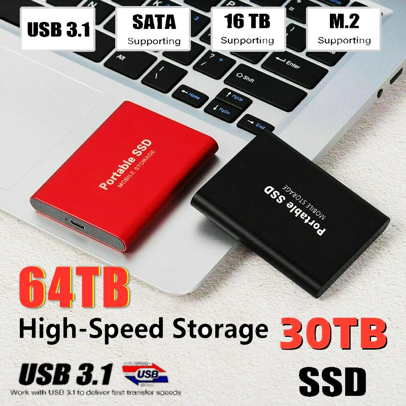 

High-speed 30TB 1TB 500GB SSD Portable External Solid State Hard Drive 16TB 8TB USB3.0 Interface 100% Original Mobile Hard Drive