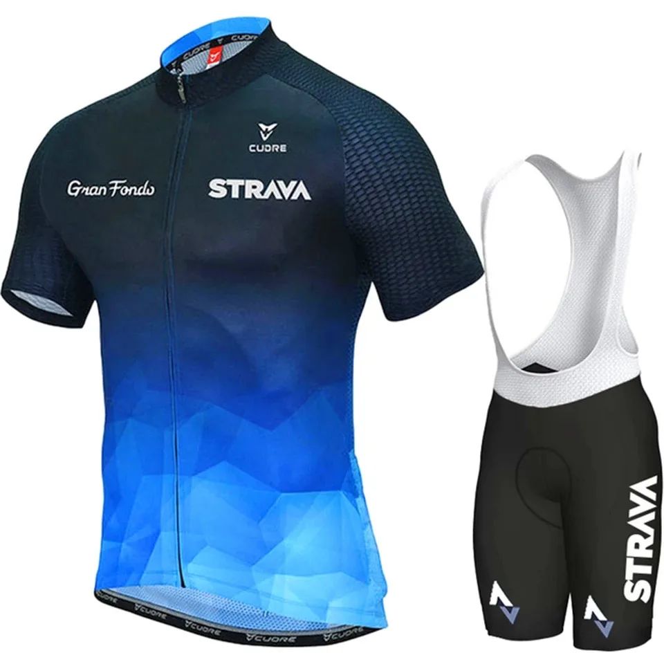 STRAVA Men's Cycling Clothing Summer Set Mountain Bike Comfort Jersey Equipment Sweat-Wicking and Quick-Drying