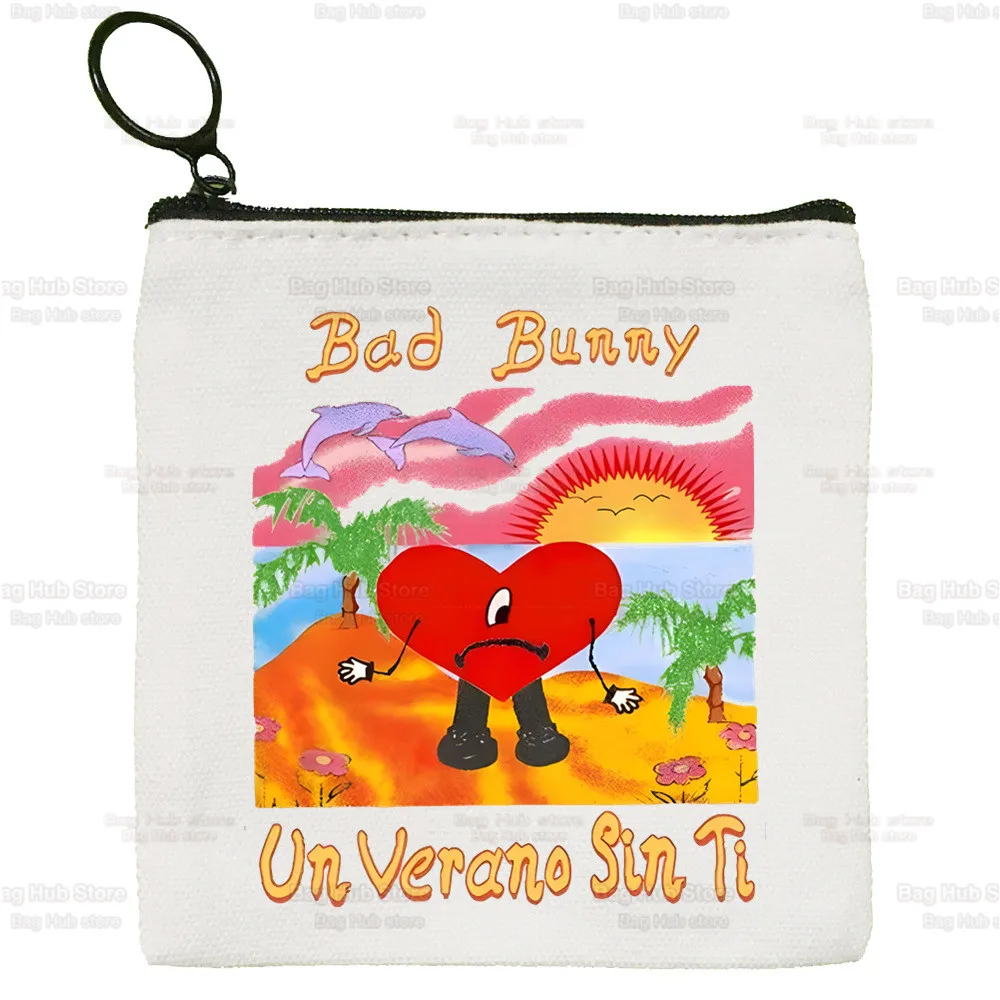 Un Verano Sin Ti Coin Purse Female Mini Canvas Art Bad Bunny Cute Key Case Aesthetic Coin Purse Singer Charms Student Wallet
