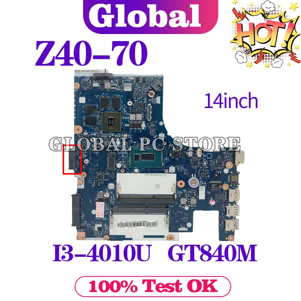 

KEFU NM-A273 Mainboard For Lenovo Z40-70 Notebook Laptop Motherboard With i3-4010U/4005U GT840M Test Systemboard OK