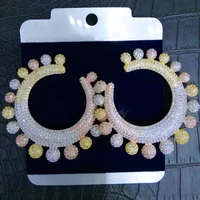 missvikki 2022 dubai nigerian big round stud earrings aaa cubic zirconia bridal wedding earrings fashion jewelry womens jewelry
