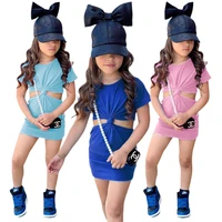 fashion toddler girls ribbed mini dress summer little girl hollow out waist long tshirt dresses streetwear baby kids clothes new