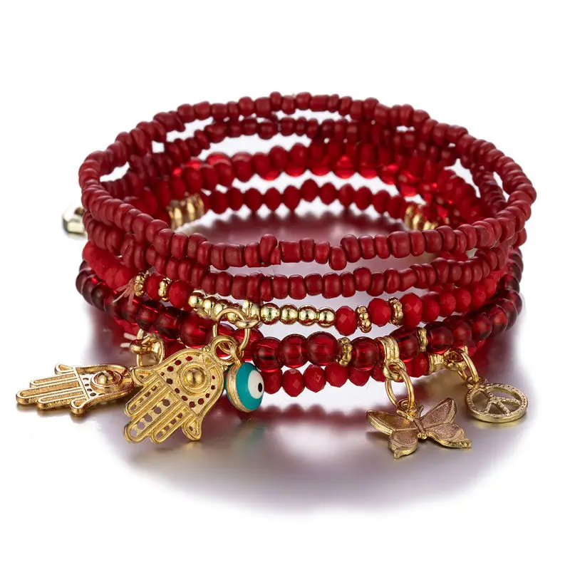 

New 2022 Bohemian Bracelet Beaded Multi-layer Stretch Bracelet Beaded Ethnic Wind Hand String