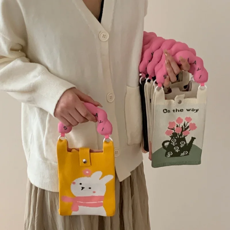 Кошелек для монет маленькой девочки милая вязаная сумка с ручной вышивкой из