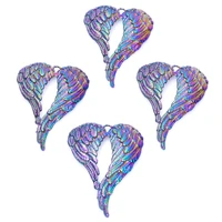 3pcslot rainbow color animal angel wings feathers flight charms metal alloy pendant for diy accessories jewelry handmade craft