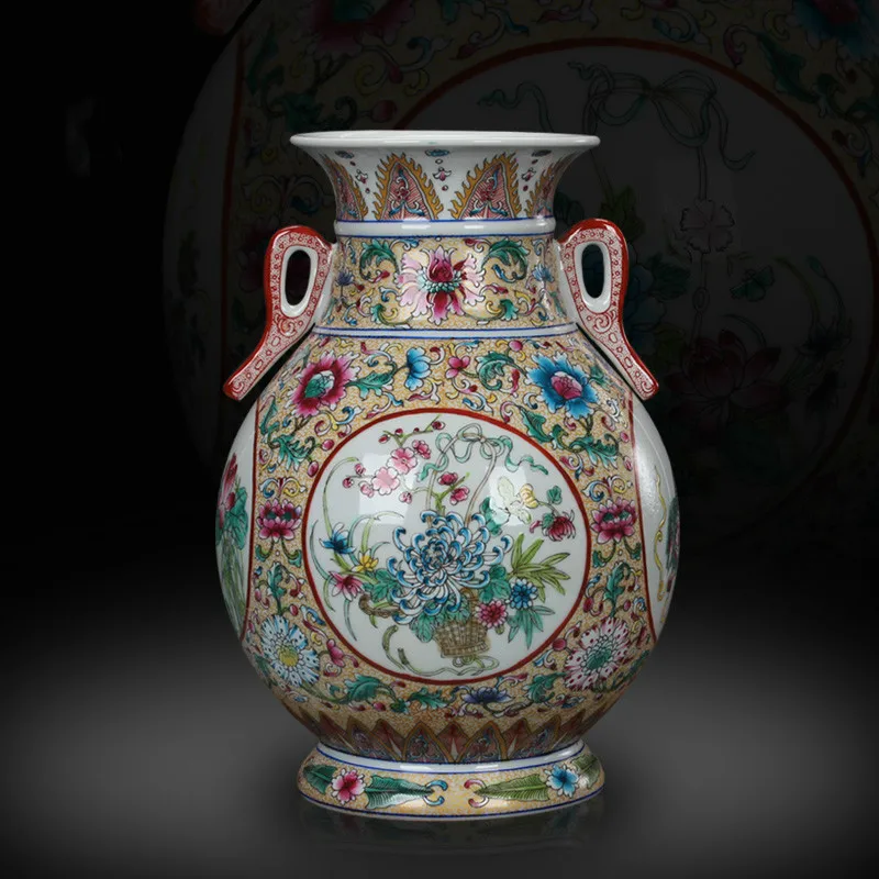 

Антикварная фарфоровая Цветочная ваза Jingdezhen ручной росписи, домашнее украшение, Настольная Ваза для гостиной