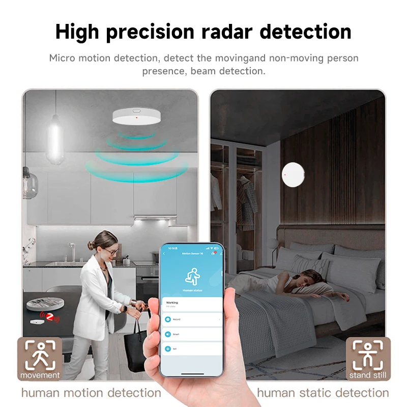 Фото Датчик присутствия человека Tuya Zigbee 3.0 24ГГц MmWave, датчик освещенности и статического движения, умная автоматизация безопасности дома, сигнализация Smart Life №3