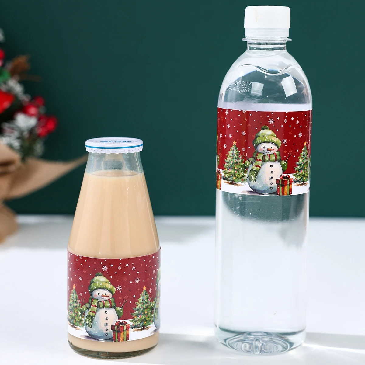 Рождественская наклейка на бутылку вина с Санта-Клаусом Рождественский Декор