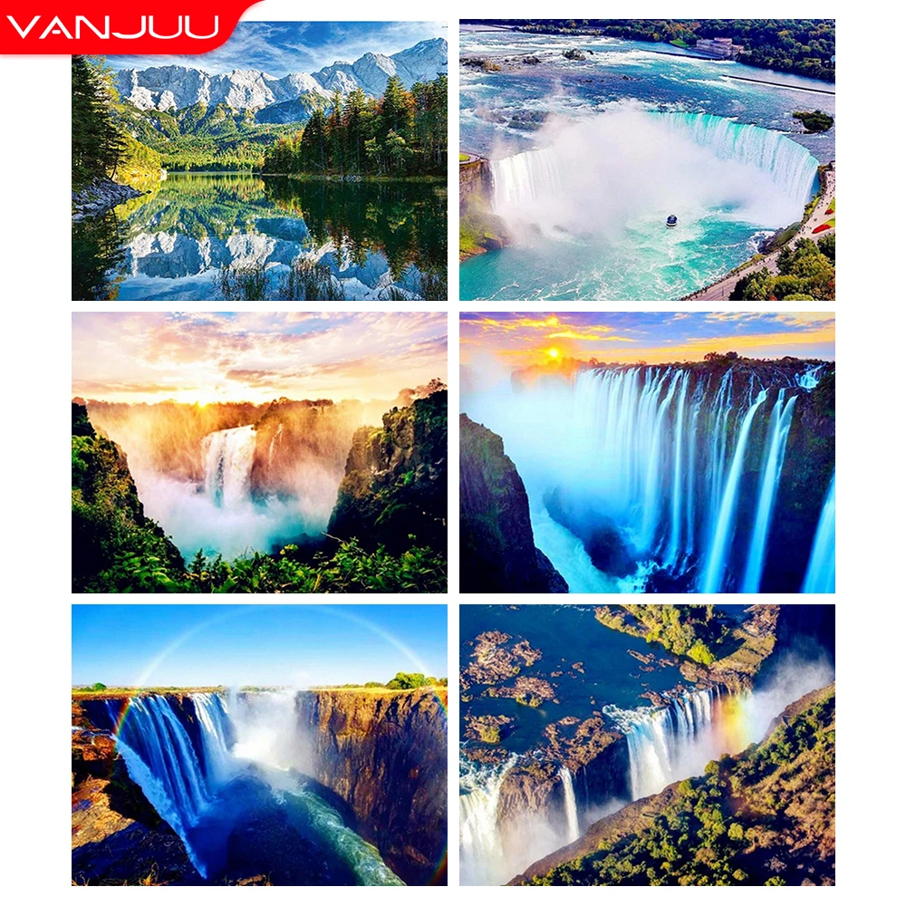 

Waterfall Scenery 5D Diamond Painting landscape Diamond Mosaic Full Rhinestone Embroidery 30x40cm DIY Home Wall Decor