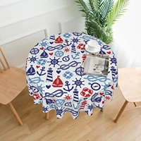 sea elements round tablecloth 60 in table cloth table cover for kitchen dinning tabletop decor