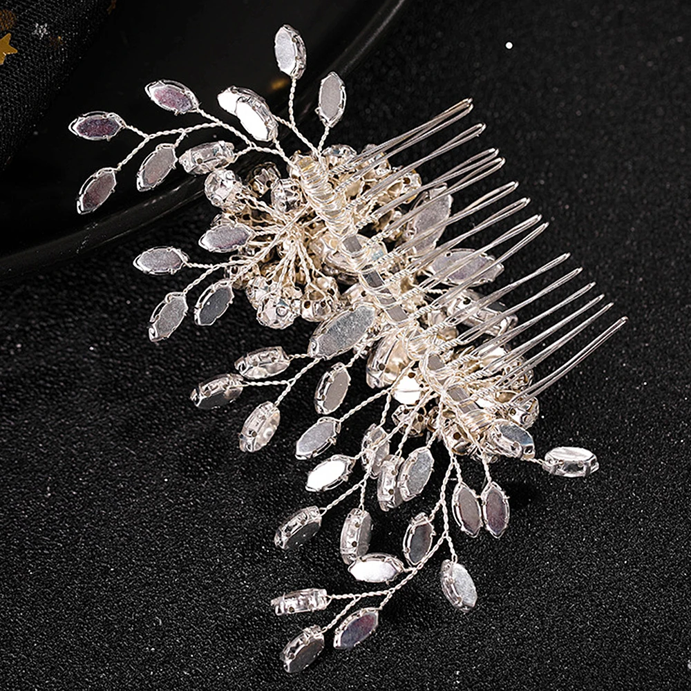 

Silver Hair Comb Hairpin Tiaras For Women Rhinestone Girls Fairy Hairbands Crown Elegant Wedding Bridal Hair Accessories Jewelry
