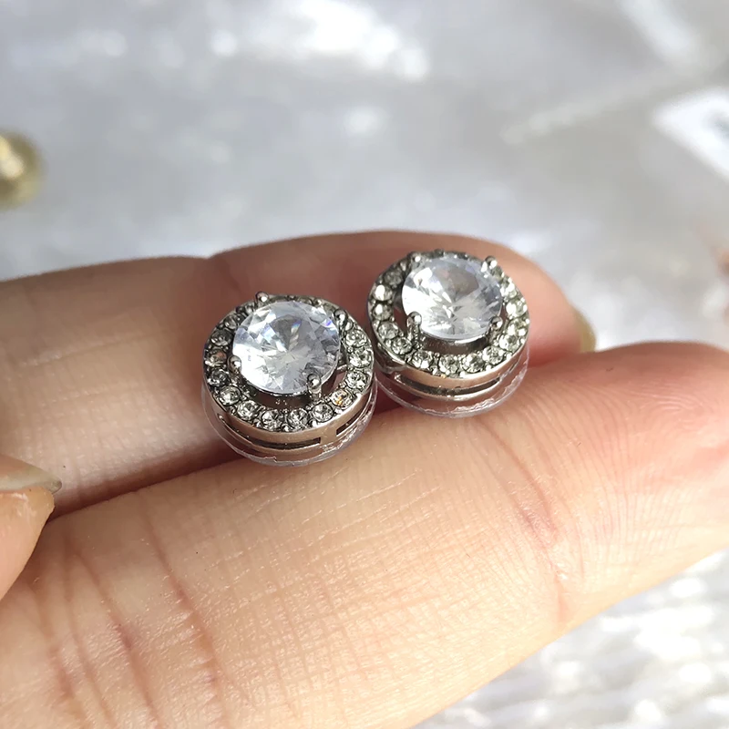ZAKOL корейские белые круглые серьги-гвоздики с кристаллами из циркона для