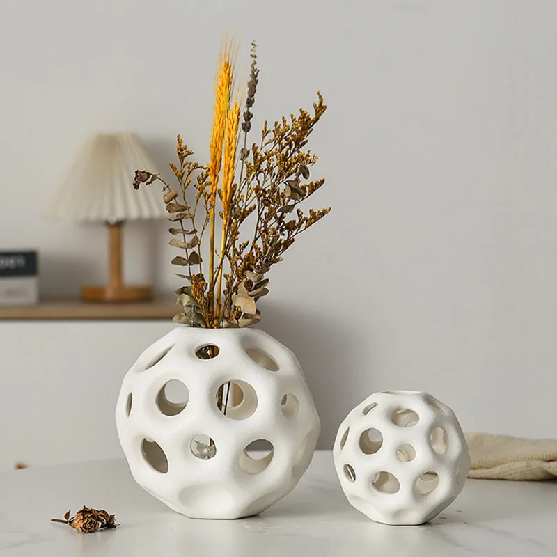 

CAPIRON Ceramic Ball Vase Flower Arrangement Pampas Grass Nordic Decor Living Room Desktop Tabletop Home Decration Accessories