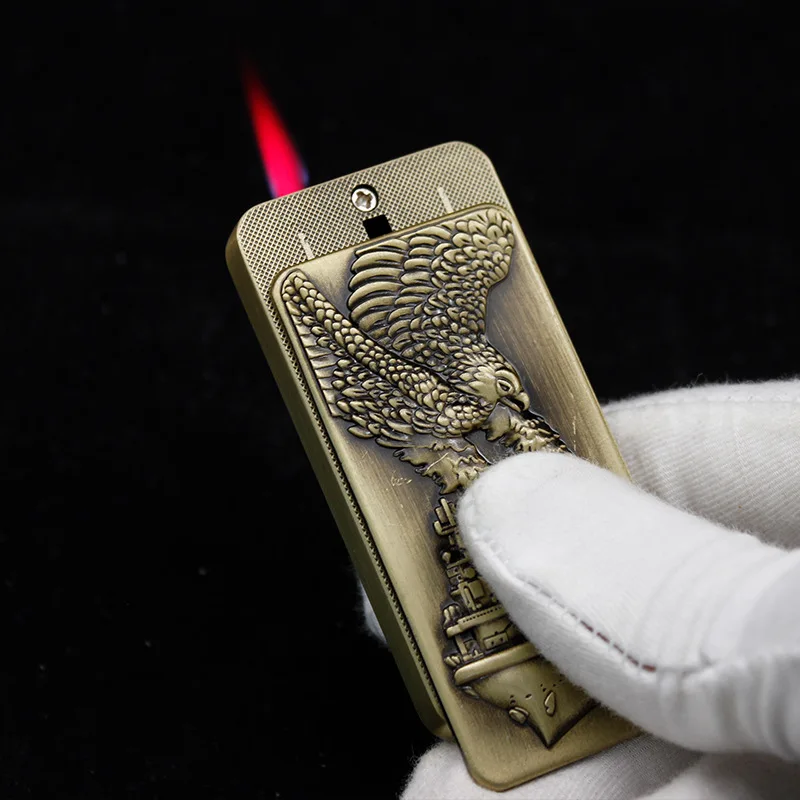 Red Flame Retro Cigar Metal Lighter Butane Gas Torch Jet Cig