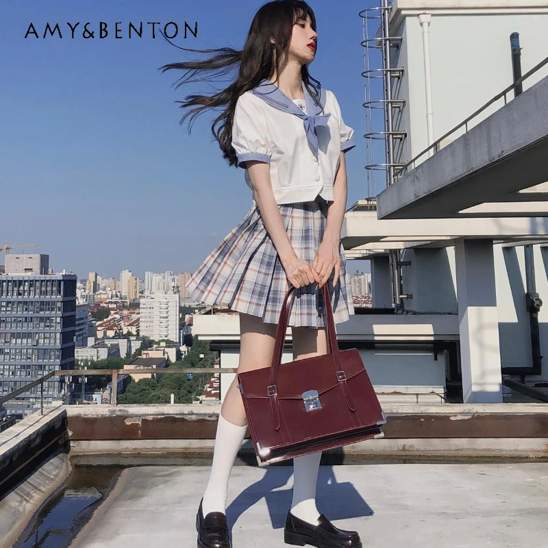 Японская форма Jk летний матросский воротник карман синие короткие рукава верх