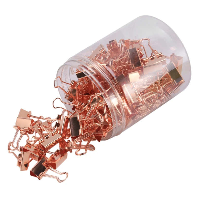 

100Pcs 19Mm Rose Gold Clamp Paper Binder Clips Bookmark Clips Memo Clip Student School Office Supplies