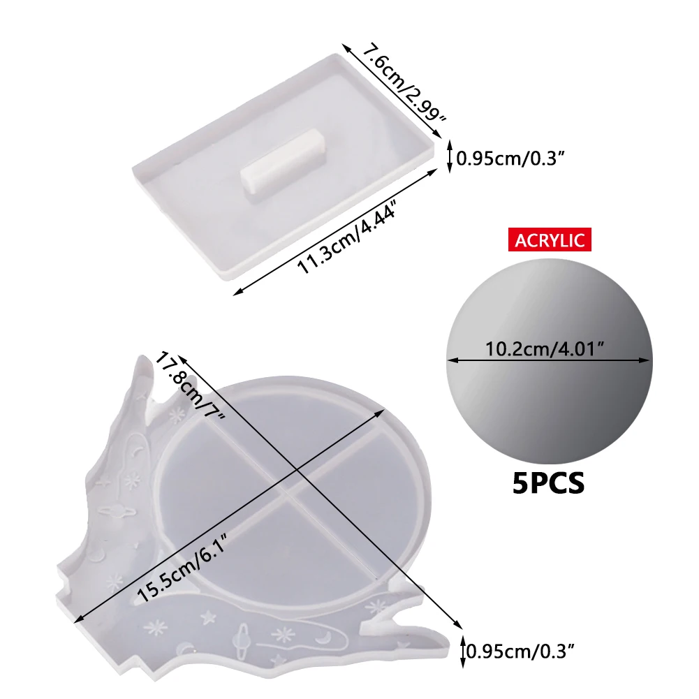 

Cosmetic Mirror Molds 2 Pack Makeup Mirror Resin Moulds Set Crystal Hand Shaped Resin Table