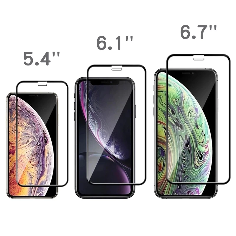 3Pcs 21D HD Tempered Glass For iPhone 11 12 13 PRO MAX X XS XR 6 7 8 14 Plus Mini SE 2020 Screen Protector Full Cover Protective