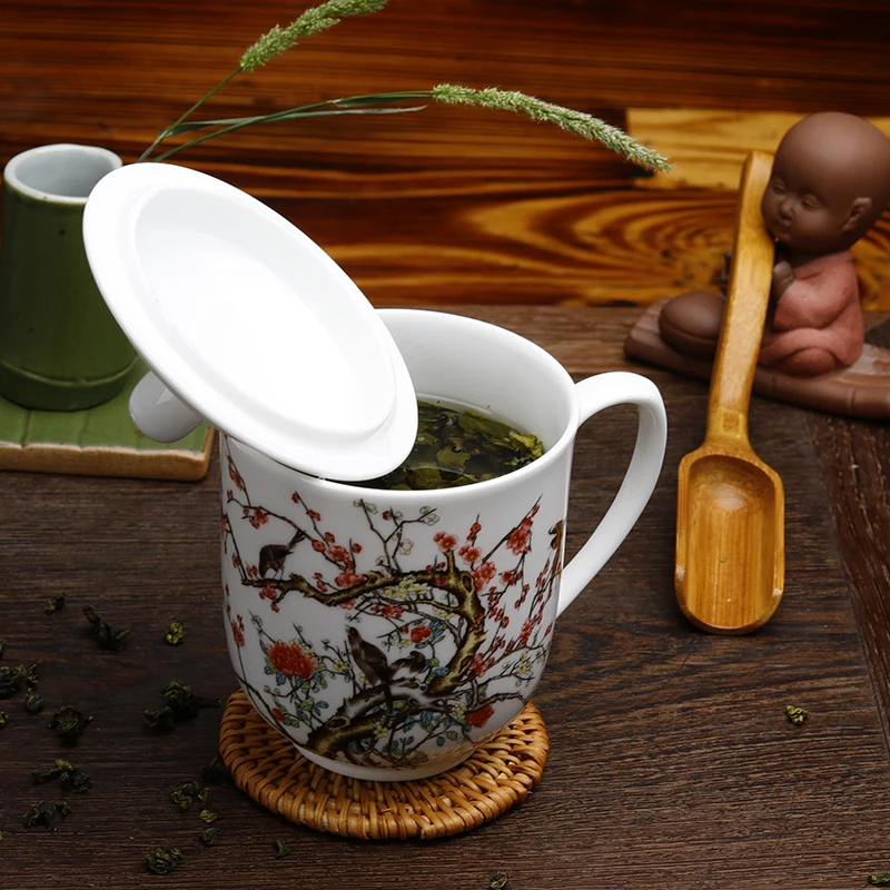Керамическая чайная чашка Jingdezhen с крышкой, китайская чашка для воды, чашка для офиса, встреч, отеля, компании, индивидуальный логотип (art.: 3920bf4f0aaa9) - 3920bf4f0aaa9