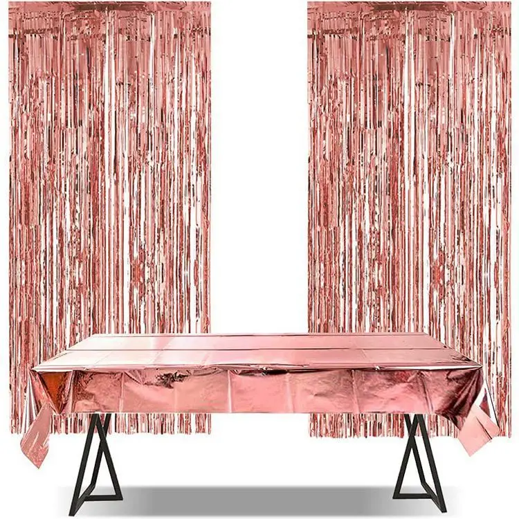 

Disposable Tablecloth Wedding Rectangular Folding Coats Waterproof Glossy Rose Gold House Nordic Ajolote Bistro Decorate Elegant