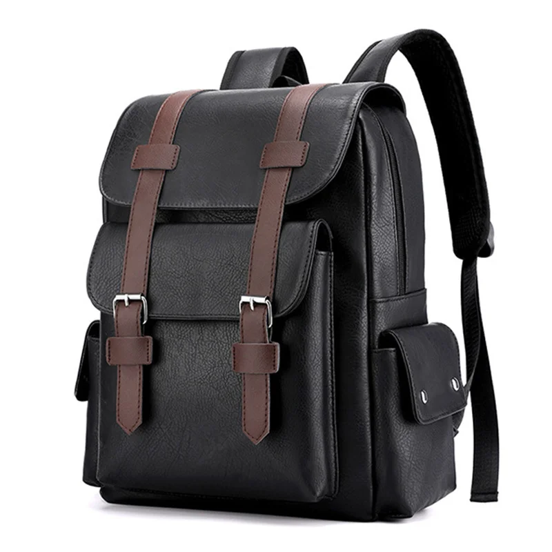 

Mens Waterprof Korean Large Bag Backpack Capacity Soft School Wearable Version Laptop Bag Leather Men's Fashion Of Backpack