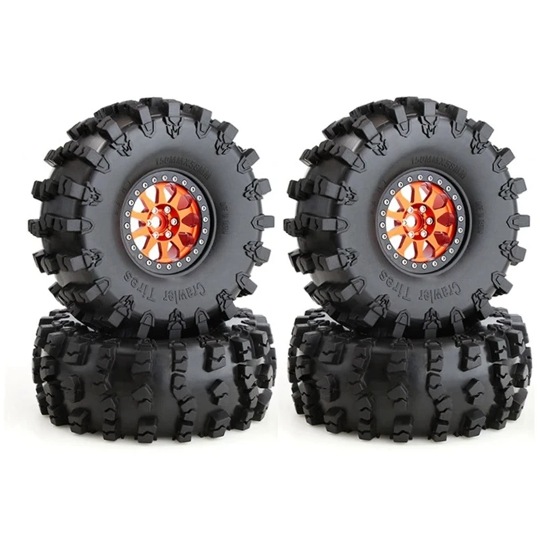 

4PCS 150Mm Metal 2.2 Beadlock Wheel Rim Tire Set For 1/10 RC Crawler Car Axial SCX10 Wraith Capra Traxxas TRX4 D90