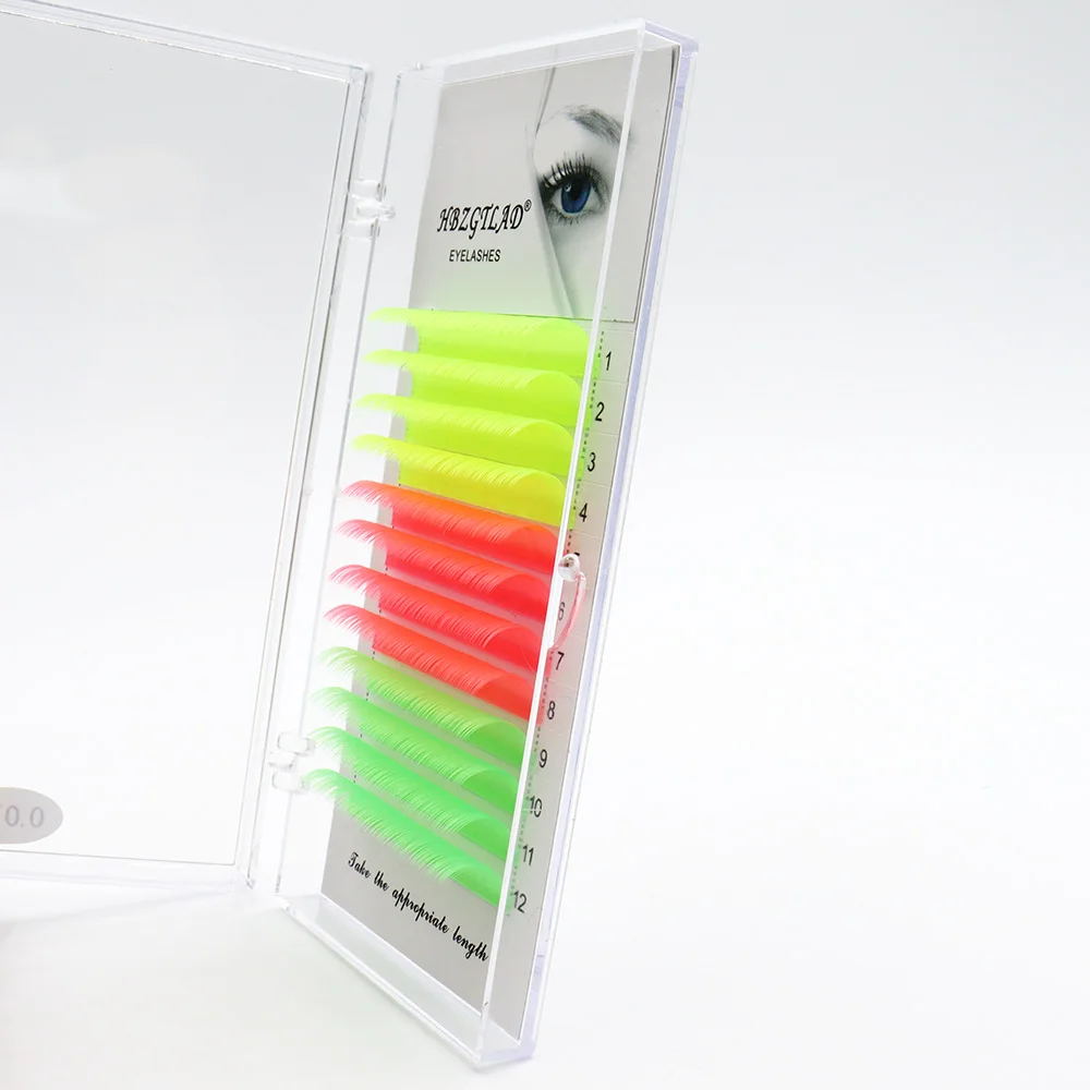 Разноцветные люминесцентные ресницы красочные светящиеся прививные накладные