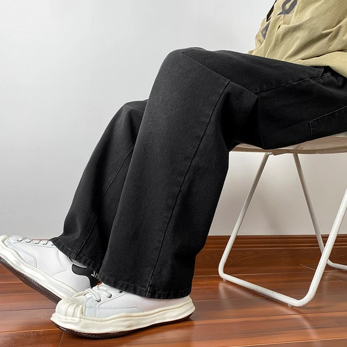 Men's and women's fall straight Jeans Autumn and winter wide leg loose casual Pants Men's Clothing Jeans