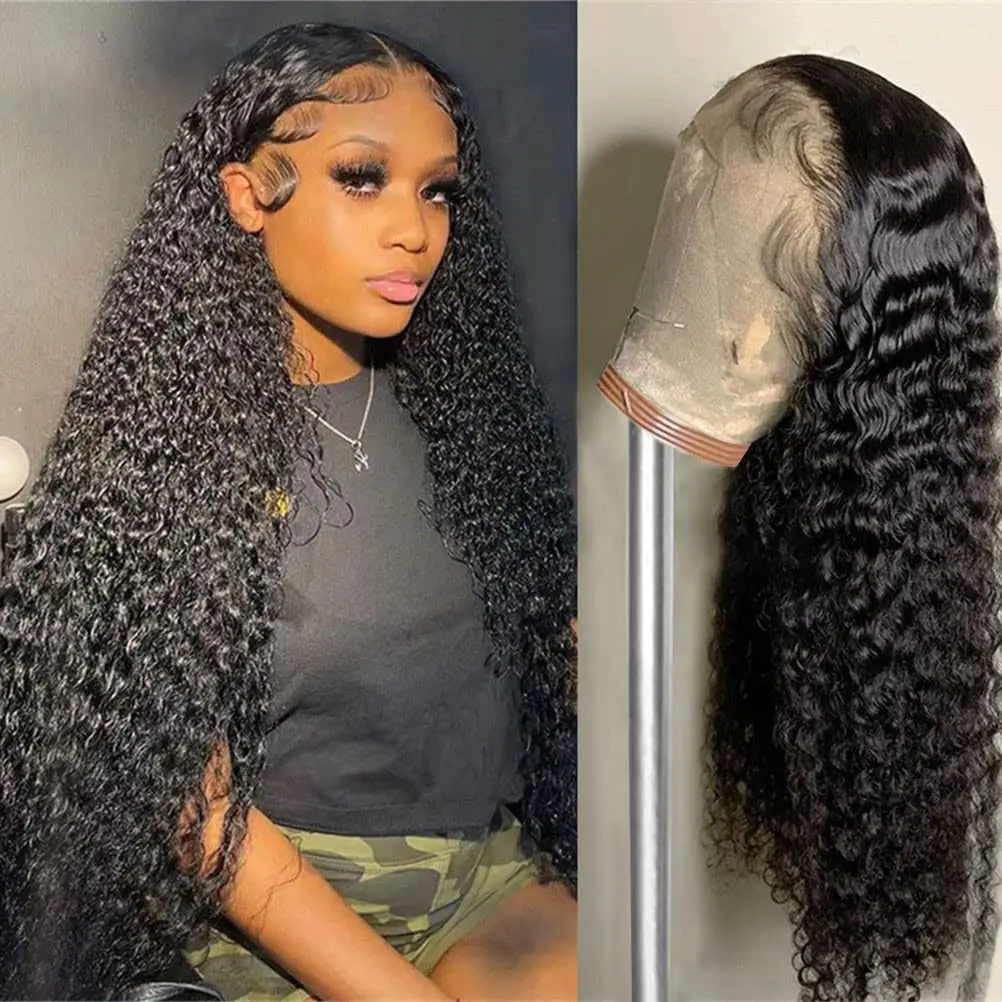 Curly Lace Front Wig 13x4 Kinky Curly Human Hair For Black Women 16-22 inches Glueless Preplucked 4x4 Lace Closure Wigs