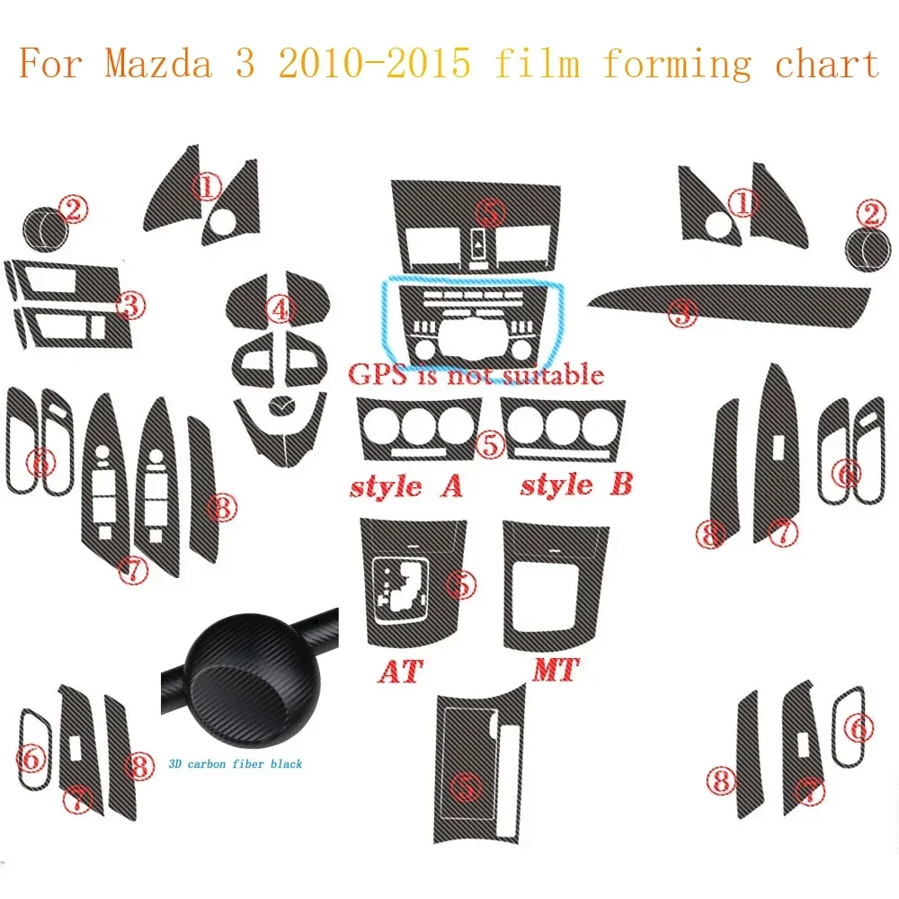 

Наклейки из углеродного волокна для Mazda 3 2010-2015