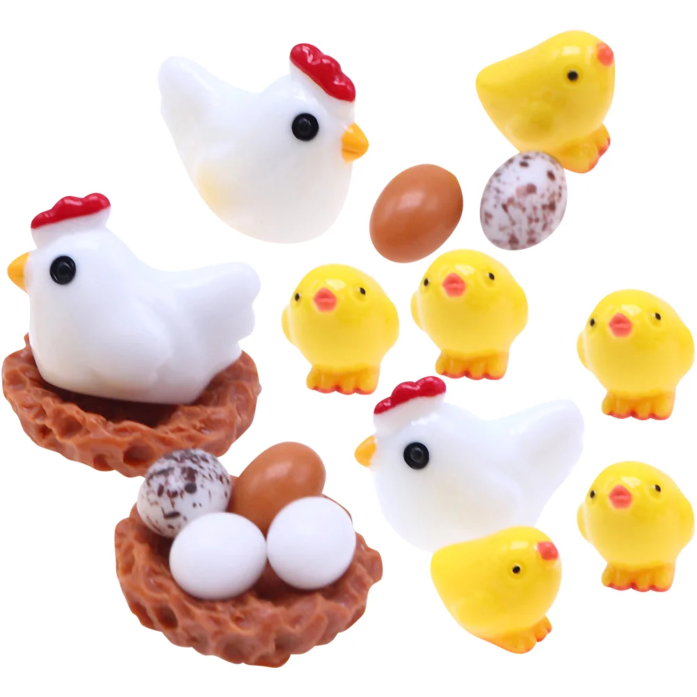 

Chicken Chick Miniature Mini Figurines Resin Easter Animals Figurine Micro Egg Ornament Landscape Figures Hen Model Accessories
