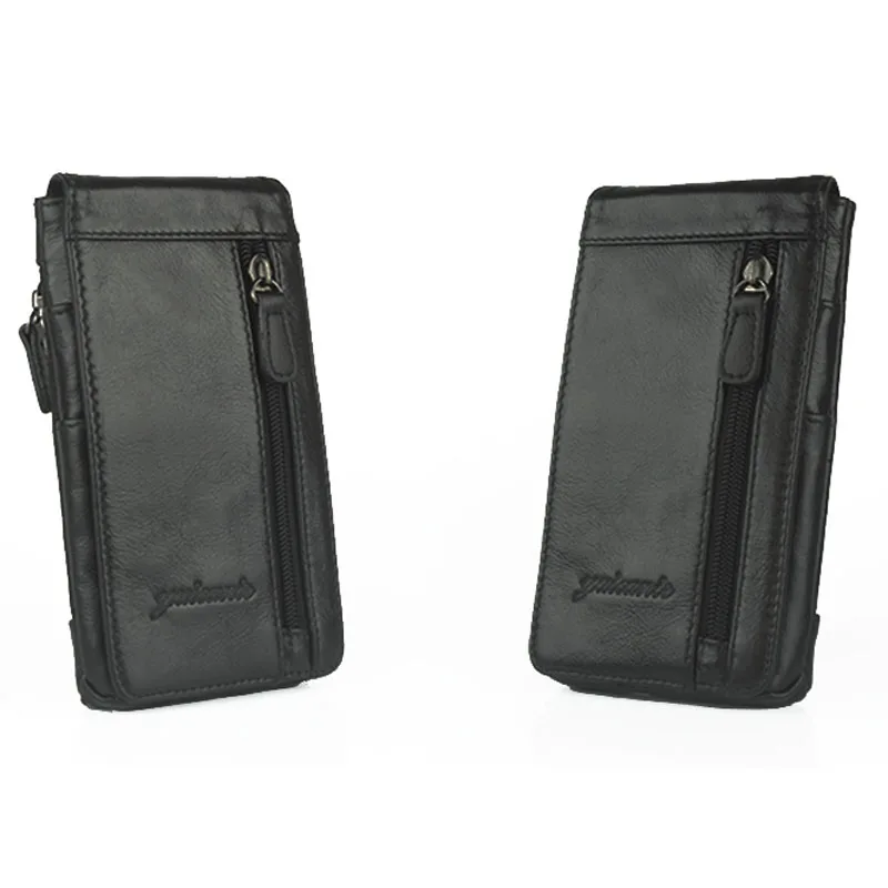 Hot Sale Men Genuine Leather Waist Bag Cell/Mobile Phone Case Card Holder Purse Pouch Hook Belt Skin Cowhide Fanny Pack