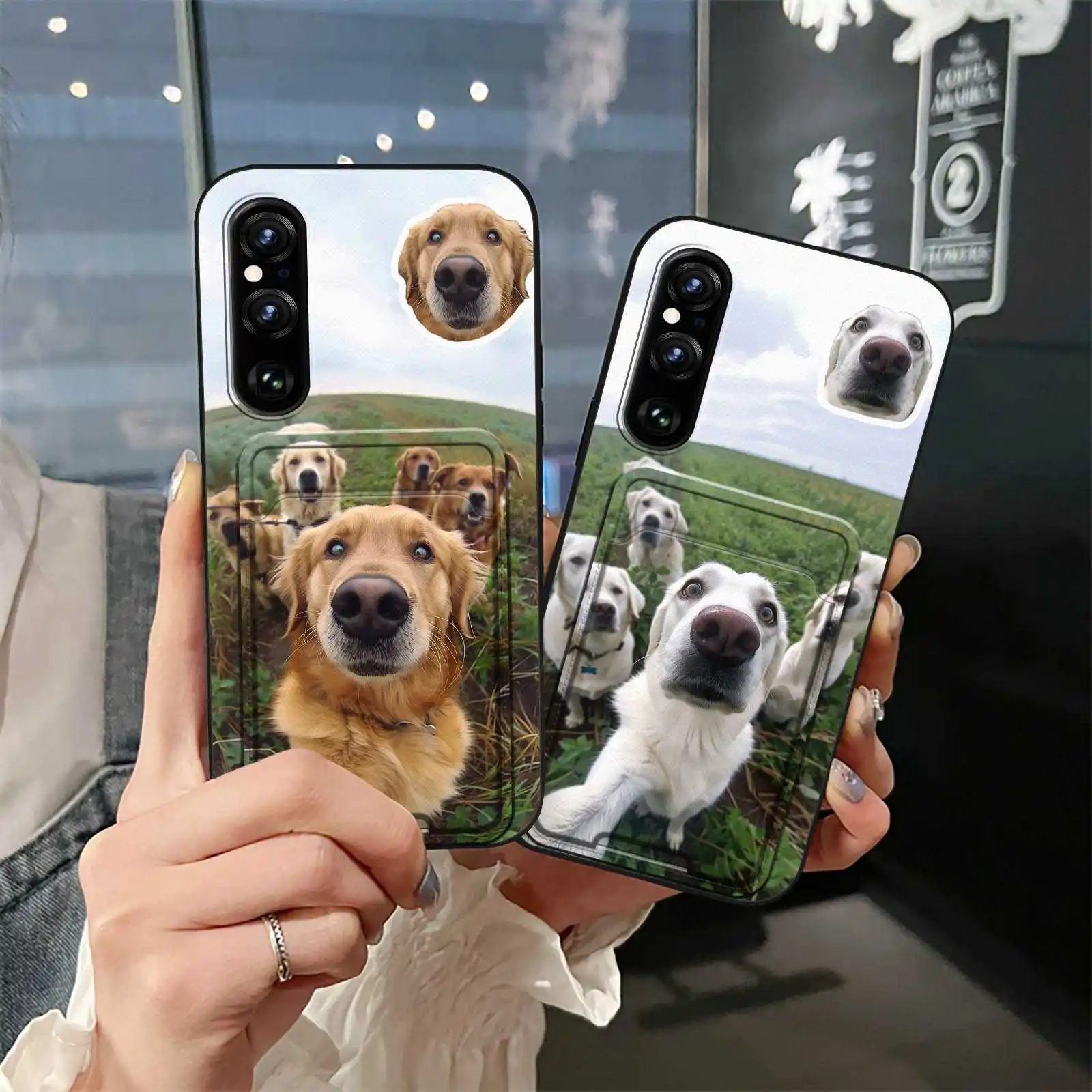 Фото Мягкий чехол для телефона Sony Xperia 1 V 2023, грязеотталкивающий ТПУ слот для карт, противоударная сумка для карт с граффити для собак, кошка №1