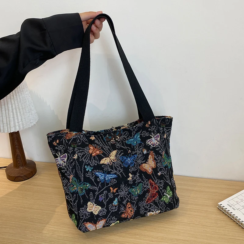 Женская сумка-тоут в стиле ретро вместительная сумочка с принтом бабочки сумка