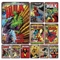 funny marvel comics art poster tin sign vintage hulk spider man metal plate signs retro club bar home decoration plaques