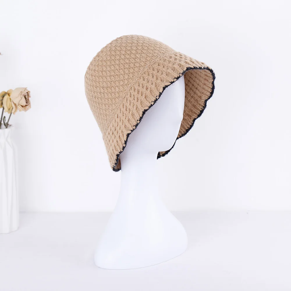 Панама Женская осенне-зимняя вязаная складная однотонная