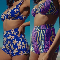 bikini push up high waist bikini set 2022 bathing suit women beach pants sexy swim shorts swimwear floral swimsuit swim suit