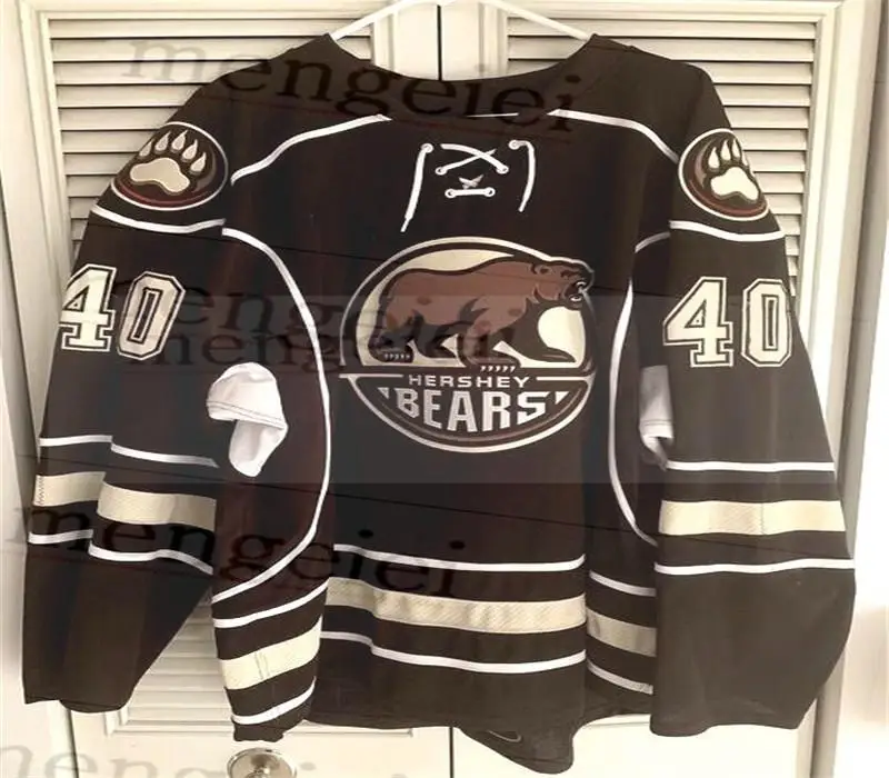 

Black White Brown Rare Vintage 2015-16 Hershey #40 Caleb Herbert Bears Hockey Jersey Stitched Customized Any Name And Number