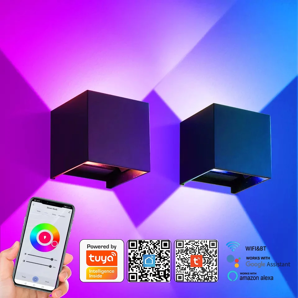 

Smart RGB LED Wall Lamp Tuya APP Control 6W Adjustable Angle Outdoor Wall Lights Balcony Aisle Decor Light Nordic Sconce Lamps
