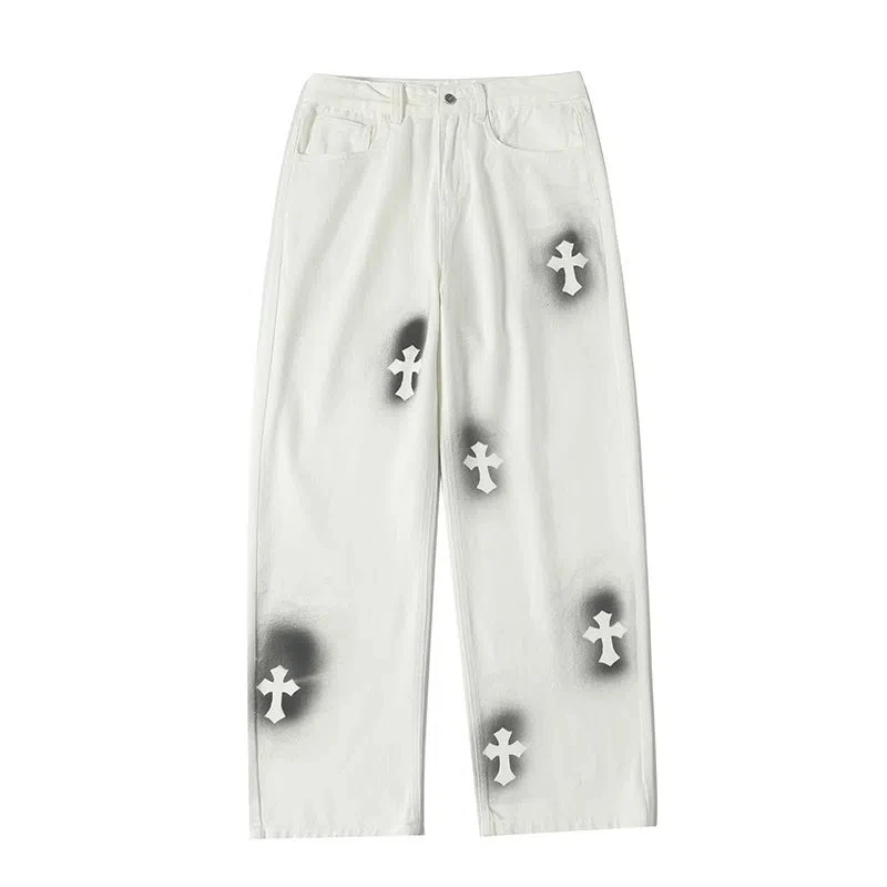 Men Streetwear Fashion Baggy Trousers Cross Hiphop Mens Loose Jeans Pants Men Jeansd Boyfriend Jeans Denim Jeans Wide Leg Jeans