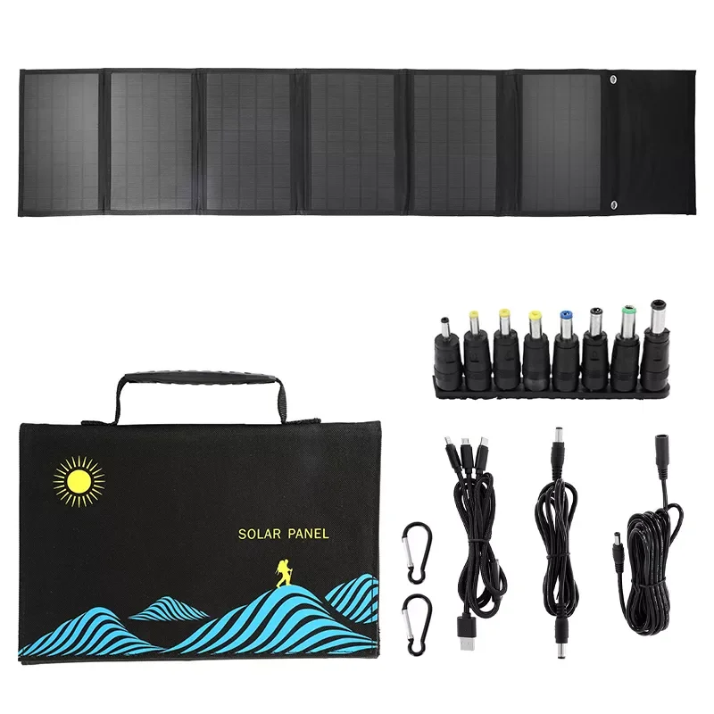 

NEW2023 2023 60W/100W Solar Panel Portable Folding Bag USB+DC Output Solar Charger Outdoor Supply for Mobile Generator