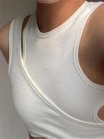 y2k e girl asymmetric crop top crotchless knitted corset sleeveless top mini o neck vest basic casual sportswear summer sweaters