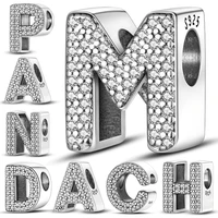 hot sale 925 sterling silver 26 letters a z series charm bead fit original pandora bracelet bangle for women jewelry gift 2022