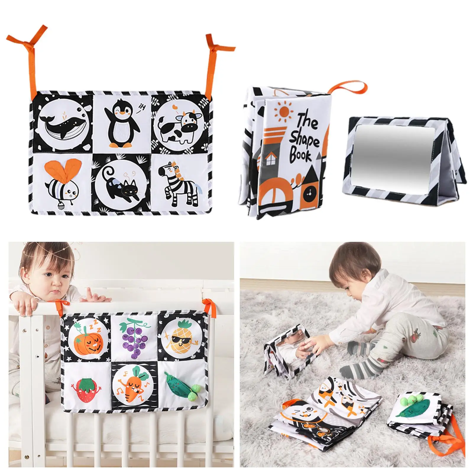 

3 х тканевая книга, напольное зеркало, животное, фрукты, просвещение для младенцев