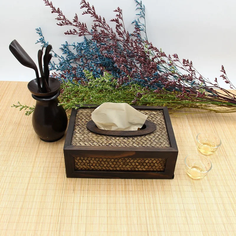 

Бумажная стойка, ротанговая коробка для салфеток, элегантное украшение для дома ручной работы, фотоконтейнер, чехол для салфеток, автомобил...