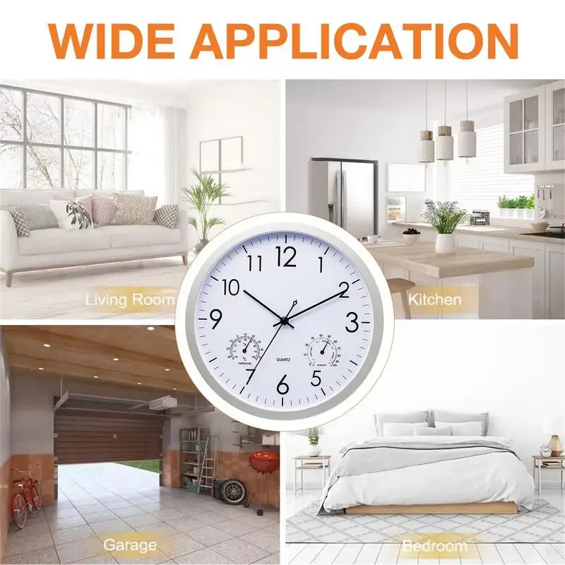 Декоративные круглые часы с термометром и влажностью