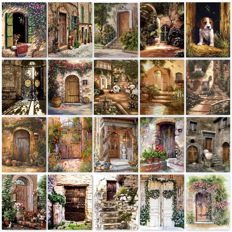 GATYZTORY 60x7 5 см искусственная дверь ландшафт самодельный рисунок в рамке раскраска